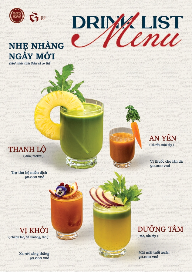 menu đồ uống mới