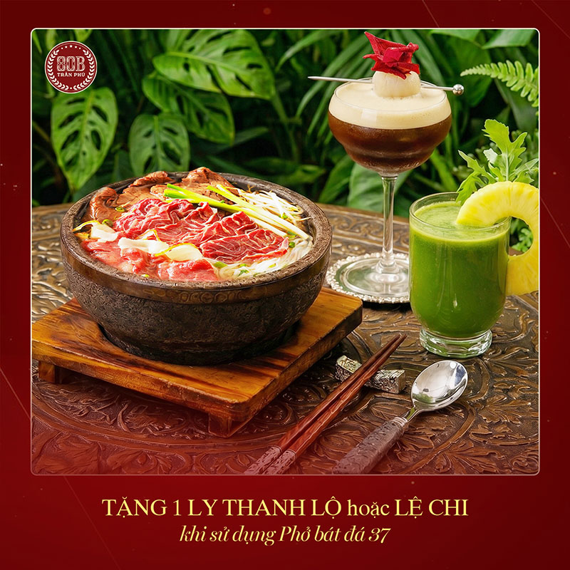 Tặng ngay 01 ly Thanh Lộ hoặc Lệ Chi khi sử dụng Phở Bát Đá bất kỳ